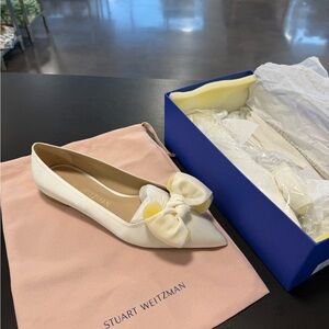 Stuart Weitzman Ivory Bow Flats